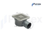 Purvex 10x10 Koku Önleyici Paslanmaz Izgaralı Yan 50 Yer Süzgeci